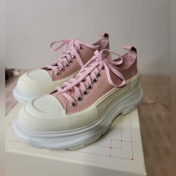 Alexander McQueen Pink Chunky Heel Canvas Sneakers - Picture 2 of 6